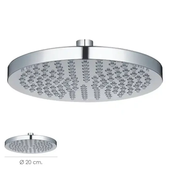 Rociador Ducha Acero Inoxidable Anti cal Diámetro 20 cm.