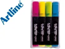 Rotulador Artline Fluorescente Ek660 Punta Biselada Bolsa De 4 Unidades Colores Surtidos Ek6604
