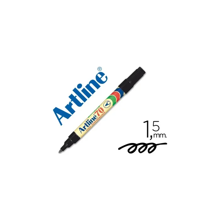 Rotulador artline marcador permanente ek-70 negro punta redonda 1.5 mm papel metal y cristal