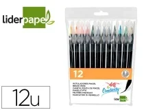 Rotulador Liderpapel Punta Pincel Extra Suave Bolsa De 12 Unidades Colores Surtidos 09922