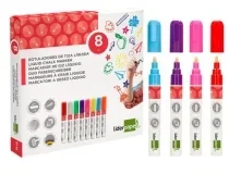Rotulador Liderpapel Tiza Liquida Punta Redonda Trazo 6 Mm Caja De 8 163642 , Surtidos