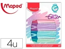 Rotulador Maped Fluorescente Peps Pastel Con Glitter Estuche De 4 Unidades Colores 742046 , Surtidos