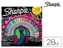 Rotulador Sharpie permanente punta fina caja de 28 unidades colores surtidos 2058158