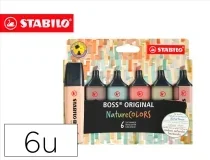 Rotulador Stabilo boss pastel fluorescente 70 nature colors estuche de 6 unidades 70 622 , surtidos