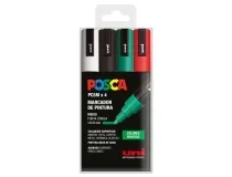 Rotulador uni Posca pc5m 4c estuche de 4 unidades colores navidad surtidos 182634857