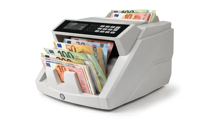 Safescan 2465-S Contadora de Billetes – Puede Contar Billetes de Euro Mezclados – Capacidad hasta 300 Billetes – 1000 Billetes por Minuto – Deteccion de Billetes Falsos
