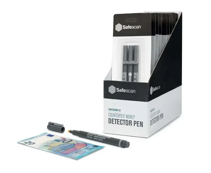 Safescan 30 Expositor de 10 Blisters con 3 Boligrafos Detectores de Billetes Falsos – Verificacion en 2 Segundos – Tinta con Base de Yodo