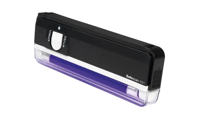 Safescan 40H Detector Portatil de Billetes Falsos – Lampara Ultravioleta de 4W – Linterna LED para Verificacion Visual