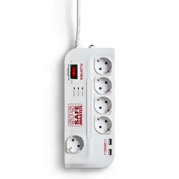 Salicru Regleta SPS SAFE Master Protectores Electricos Activos de Ultima Generacion – 5 Tomas Schuko – Color Blanco