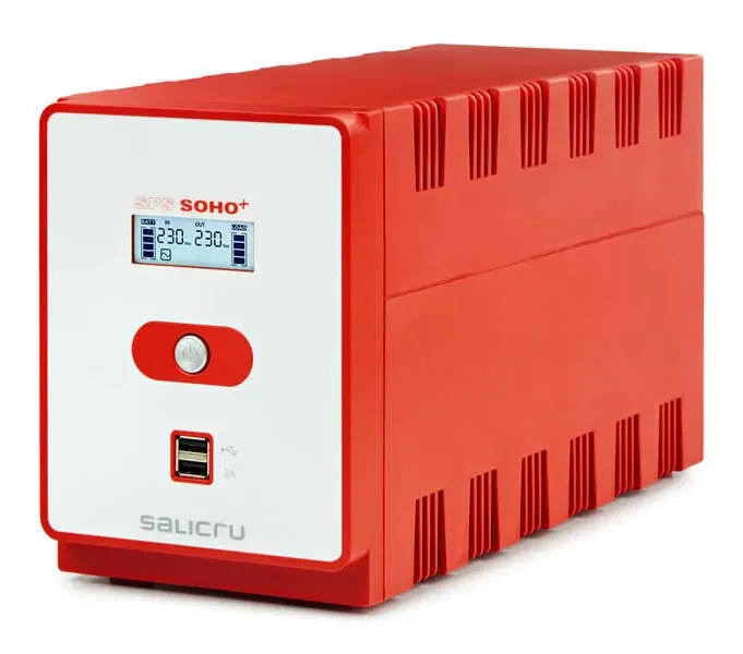 Salicru SPS 1200 SOHO+ IEC Sistema de Alimentacion Ininterrumpida – SAI/UPS – 1200 VA – Line-interactive – Doble Cargador USB – Tipo de Tomas IEC – Color Rojo