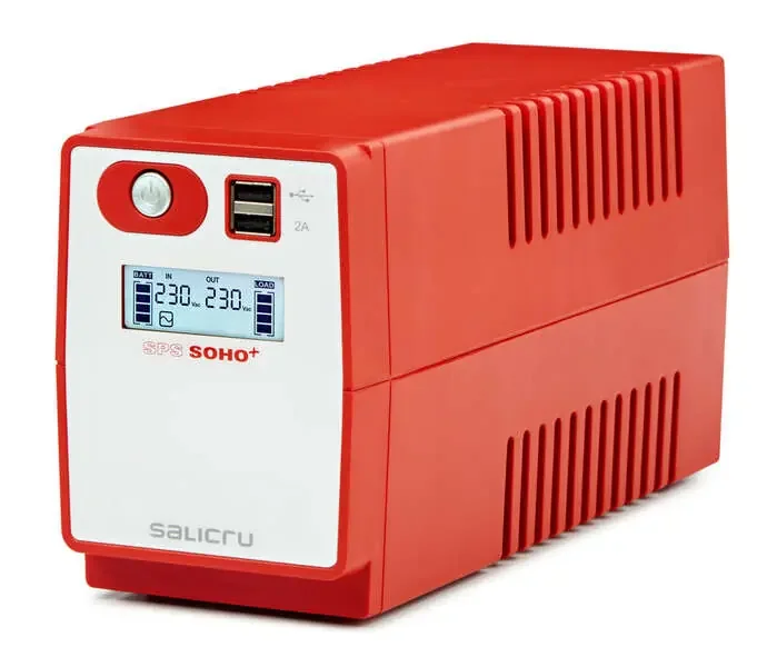 Salicru SPS 850 SOHO+ IEC Sistema de Alimentacion Ininterrumpida – SAI/UPS – 850 VA – Line-interactive – Doble Cargador USB – Tipo de Tomas IEC – Color Rojo