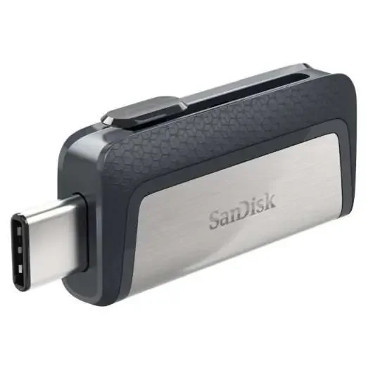 Sandisk Ultra Dual Memoria USB-C y USB-A 32GB – Hasta 150MB/s de Lectura – Diseño Metalico – Color Acero/Negro (Pendrive)