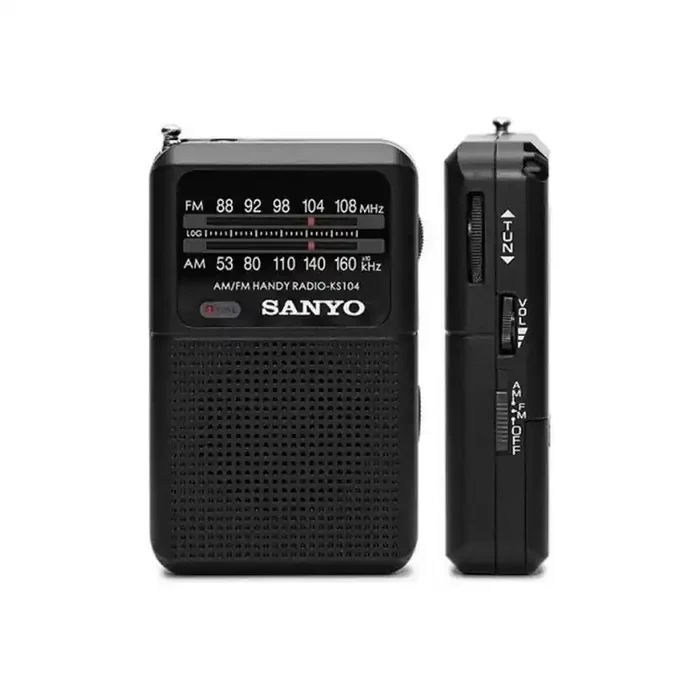 SANYO Radio Sanyo KS104 Color Negro 2 Bandas Am/FM Sintonización precisa y toma para Auriculares tamaño bolsillo