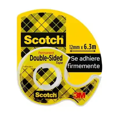 Scotch Cinta Adhesiva de Doble Cara en Dispensador 12mmx6.3m – Adhesivo Permanente – Multiples Usos – Practico Dispensador – 7100150066