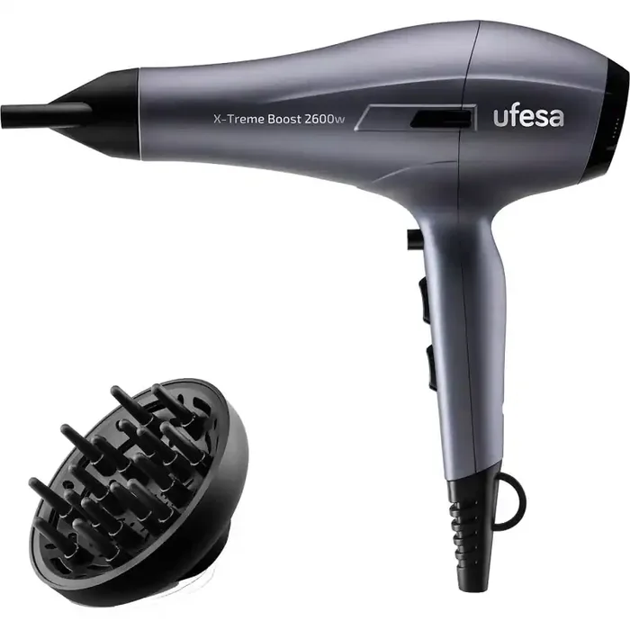 Secador de pelo – Ufesa X-Treme Boost, 2600W, 3 Temperaturas, 2 Velocidades, Difusor incluido