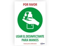 Señal adhesiva Avery usar el desinfectante para las manos Din A4 resistente AV_KITCOVID3_ES
