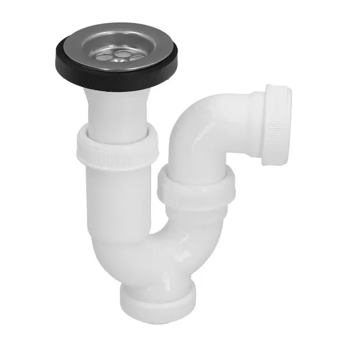 Sifón Curvo Extensible Con Válvula y Tapón 1 1/2″ Diámetro 40 Mm