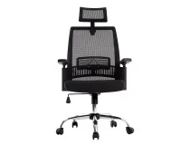 Silla de direccion Qconnect ergonomica base metal respaldo alto con reposacabeza ajustable KF19024 , negro