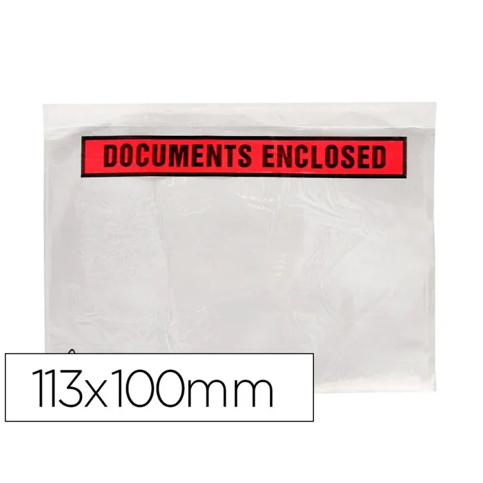 Sobre autoadhesivo q-connect portadocumentos 113×100 mm sin ventana paquete de 100 unidades