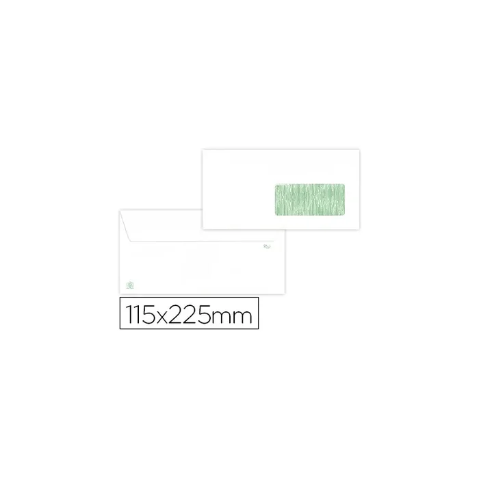 Sobre liderpapel blanco 115×225 mm ventana derecha solapa tira silicona reciclado 90 gr caja de 500 unidades