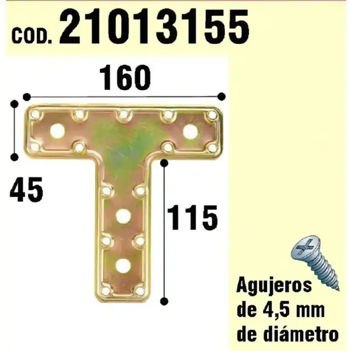 Soporte Para Madera Placa «T» Bicromatado 160 mm.