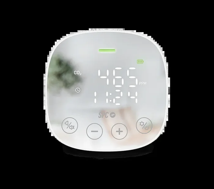SPC CO2 Air Quality Medidor de CO2 con Alarma Visual y Sonora – Tambien Registra Temperatura y Humedad – Pantalla LED
