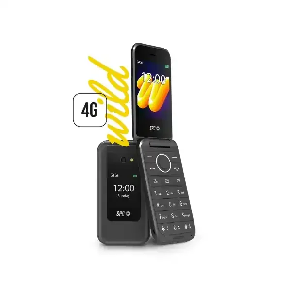 SPC Wild Telefono Movil 4G con Pantallas Principal 2.8″ Exterior 1.77″ y Tapa – Camara, Radio FM, Linterna – Manos Libres – Color Negro