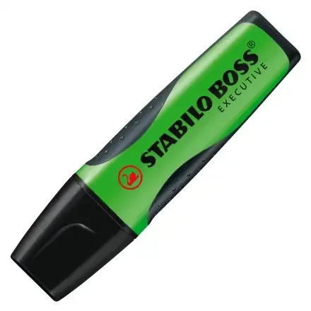 Stabilo Boss Executive Marcador Fluorescente – Zona de Agarre – Trazo entre 2 y 5mm – Recargable – Tinta con Base de Agua – Color Verde (10 uds)