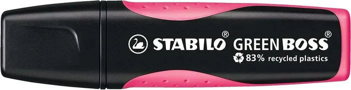Stabilo Green Boss Marcador Fluorescente – Fabricado con un 83% de Plastico Reciclado – Trazo entre 2 y 5mm – Recargable – Color Rosa (10 uds)