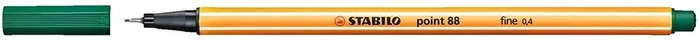 Stabilo Point 88 Rotulador de Punta Fina de Fibra – Trazo de 0.4 mm – Tinta con Base de Agua – Color Verde Pino (10 uds)