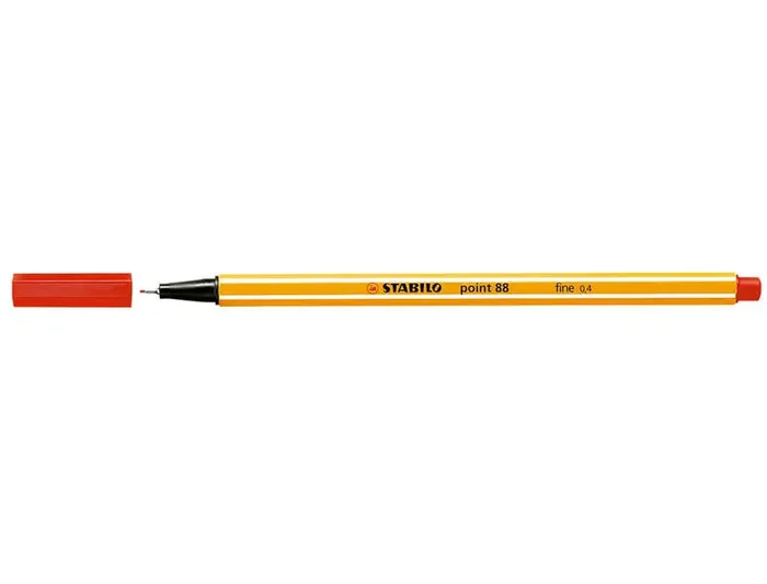 Stabilo Point 88 Rotulador de Punta Fina de Fibra – Trazo de 0.4 mm – Tinta con Base de Agua – Color Rojo (10 uds)
