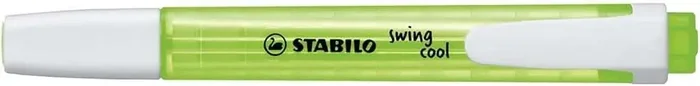 Stabilo Swing Cool Marcador Fluorescente – Cuerpo Plano – Punta Biselada – Trazo entre 1 y 4mm – Tinta con Base de Agua – Antisecado – Color Verde (10 uds)