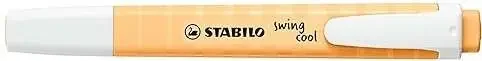 Stabilo Swing Cool Pastel Marcador Fluorescente – Cuerpo Plano – Punta Biselada – Trazo entre 1 y 4mm – Tinta con Base de Agua – Antisecado – Color Naranja Palido (10 uds)