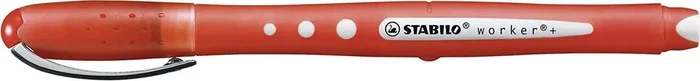 Stabilo Worker+ Colorful Boligrafo de Tinta Liquida – Trazo 0.5mm – Escritura Suave y Precisa – Cuerpo Entero de Caucho – Color Rojo (10 uds)