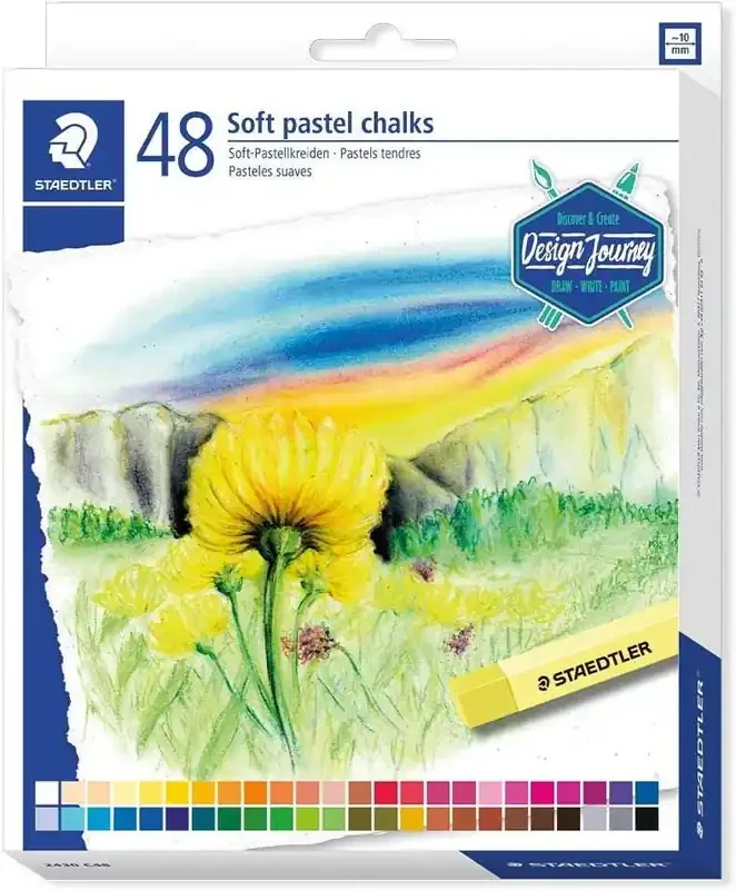 Staedtler 2430 Pack de 48 Tizas Pastel Suave – Excelentes para Mezclar Colores – Resistencia a la Luminosidad – Colores Surtidos