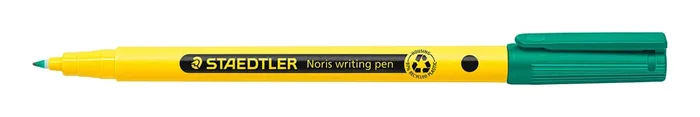 Staedtler 307 Noris Writing Pen Rotulador de Punta Fina – Trazo 0.6mm Aprox – Tinta Base de Agua – Cuerpo Fabricado en un 97% de Plastico Reciclado – Color Verde (10 uds)