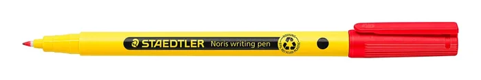 Staedtler 307 Noris Writing Pen Rotulador de Punta Fina – Trazo 0.6mm Aprox – Tinta Base de Agua – Cuerpo Fabricado en un 97% de Plastico Reciclado – Color Rojo (10 uds)