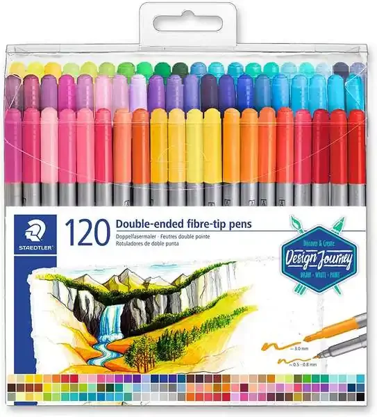 Staedtler 3200 Pack de 120 Rotuladores de Doble Punta – Resistente a la Presion – Colores Surtidos
