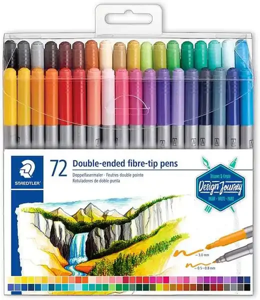 Staedtler 3200 Pack de 72 Rotuladores de Doble Punta – Resistente a la Presion – Colores Surtidos