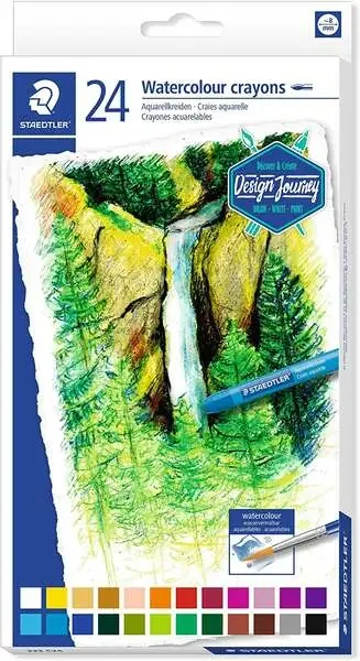 Staedtler Crayones Acuarelables 223 Pack de 24 Lapices de Cera – Facil de Mezclar – Extremadamente Opacos – Colores Surtidos