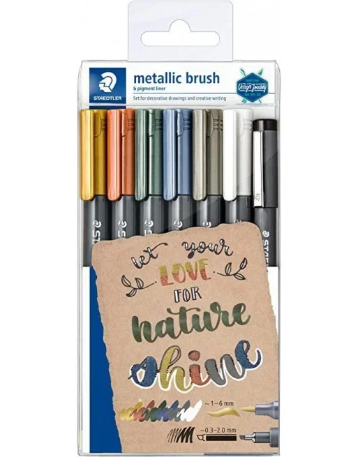 STAEDTLER ESTUCHE 7 ROTULAD PUNTA PINCEL METALLIC BRUSH SURTIDO 8321 TB7