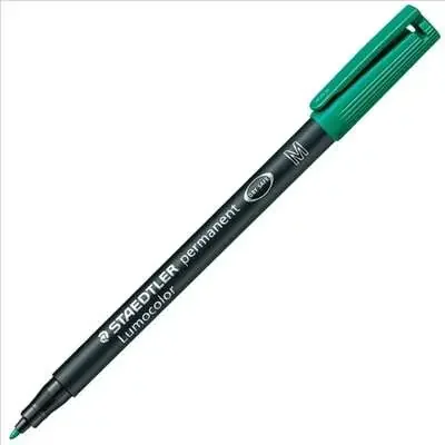 Staedtler Lumocolor 317 Rotulador Permanente – Punta Media Redonda – Trazo 1mm aprox. – Capuchon con Clip – Secado Rapido – Color Verde (10 uds)