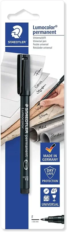 Staedtler Lumocolor 318 Rotulador Permanente – Trazo de 0.6mm Aprox – Secado Rapido – Color Negro
