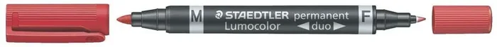 Staedtler Lumocolor 348 Rotulador Permanente de Doble Punta – Secado Rapido – Color Rojo (10 uds)