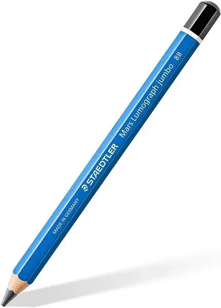 Staedtler Mars Lumograph Jumbo 100J Lapiz de Grafito – Mina 8B – Acabados Metalicos – Diametro Mina 5.3mm Aprox – Alta Resistencia a la Rotura (6 uds)