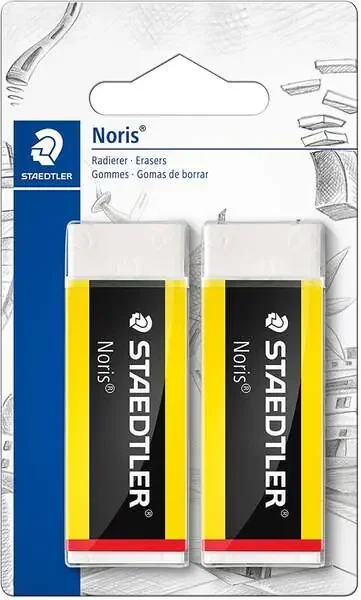 Staedtler Noris 526 Goma de Borrar – Plastico – Alta Calidad – Minimos Residuos – Color Blanco