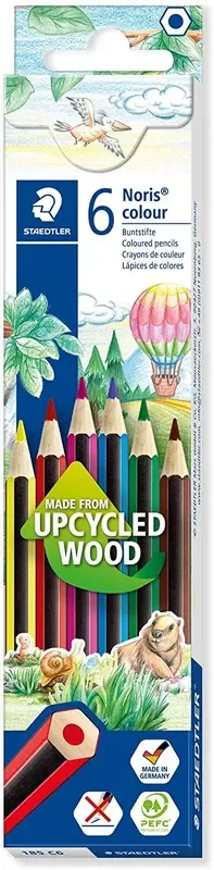 Staedtler Noris Colour 185 Pack de 6 Lapices Hexagonales de Colores – Resistencia a la Rotura – Material Wopex – Colores Surtidos