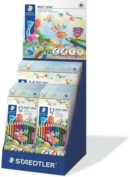 Staedtler Noris Colour 187 Expositor de 25 Estuches de Lapices Triangulares de Colores – Resistencia a la Rotura – Colores Surtidos
