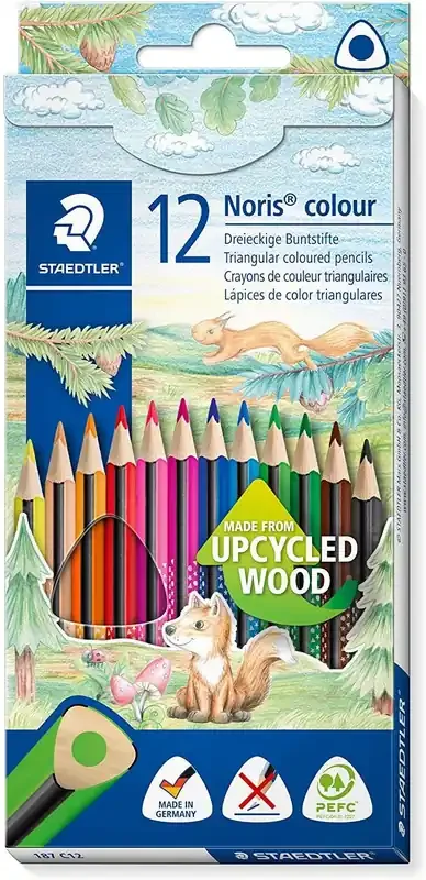 Staedtler Noris Colour 187 Pack de 12 Lapices Triangulares de Colores – Resistencia a la Rotura – Colores Surtidos