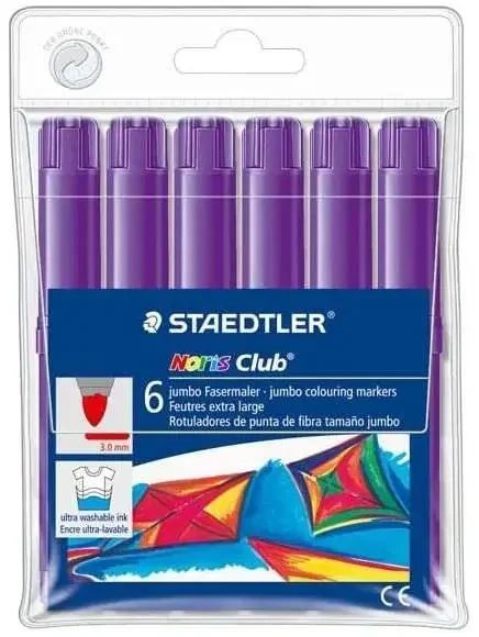 Staedtler Noris Watercolour 340 Pack de 6 Rotuladores de Gran Tamaño – Trazo 3mm Aprox – Lavable Facilmente – Tinta Base de Agua – Color Violeta